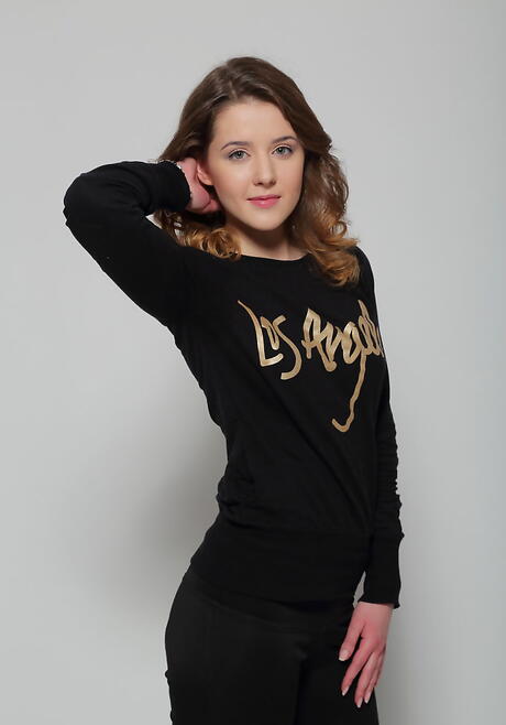 Luscious young Sybil A in sexy jeans shows big boobs and bald pussy 