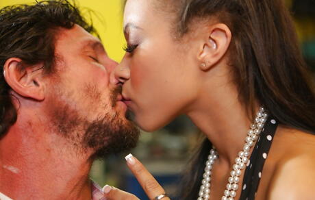 Alluring russian pornstar Adrian Maya hard fucked after sucking big cock 